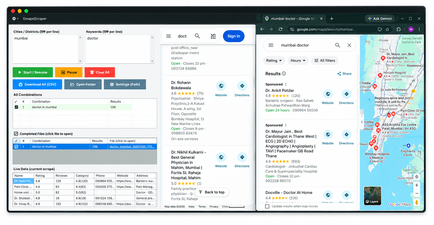 Scraper dashboard preview